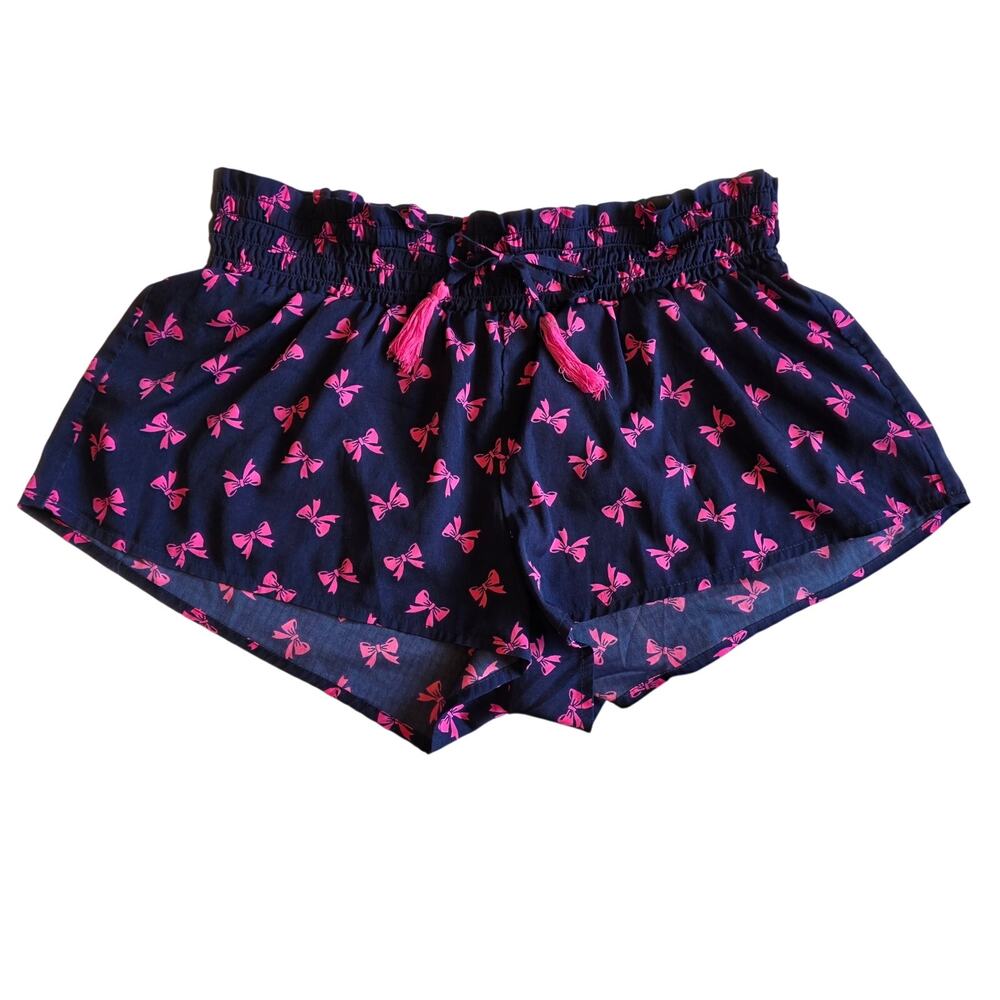 Aerie Navy Blue Pink Bow Print Flowy‎ Summer Shorts Medium